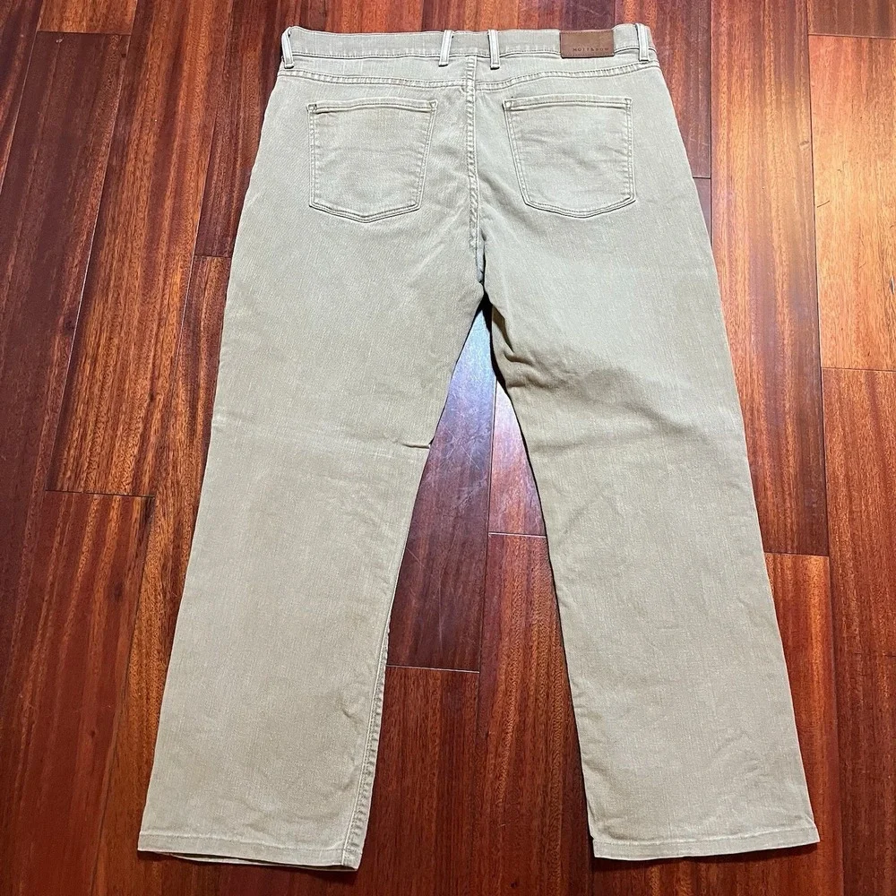 Mott & Bow Jeans Mens 36x30 Fits 36x28 Tan Beige Stretch Straight Leg Casual